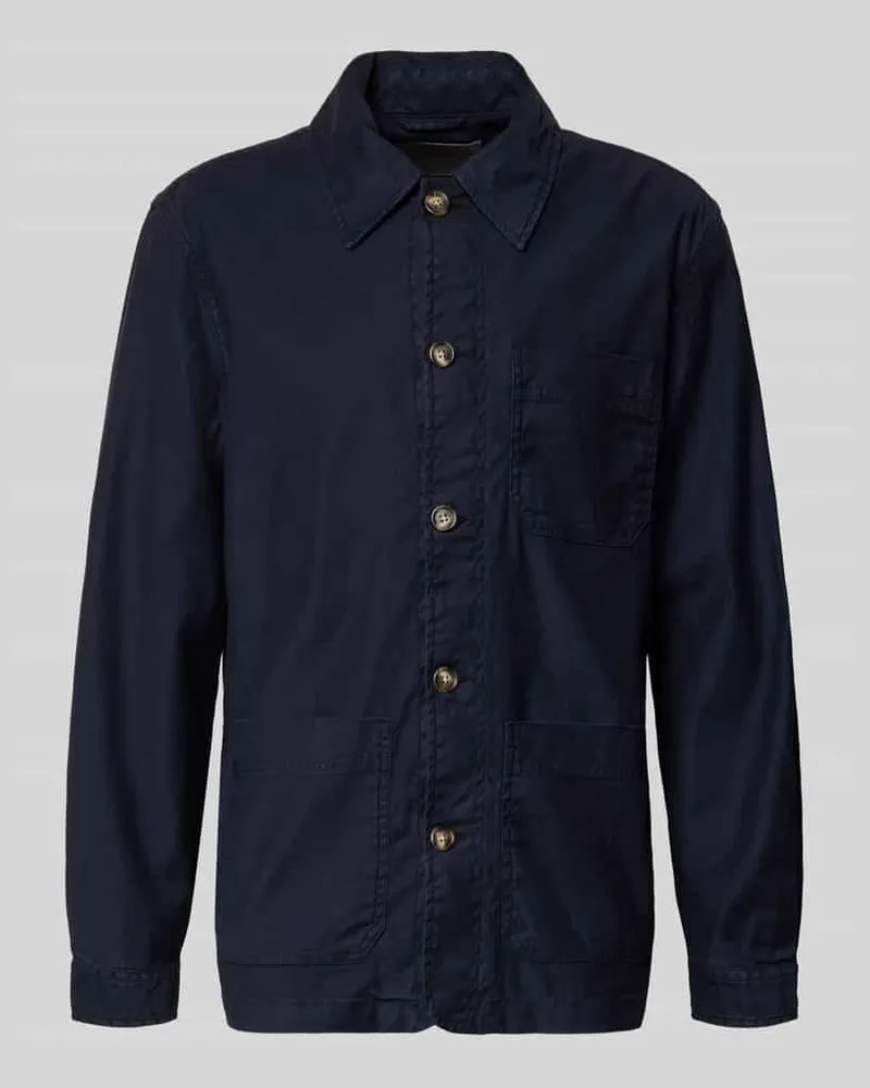 Gant Regular Fit Hemdjacke aus Leinen-Mix Marine