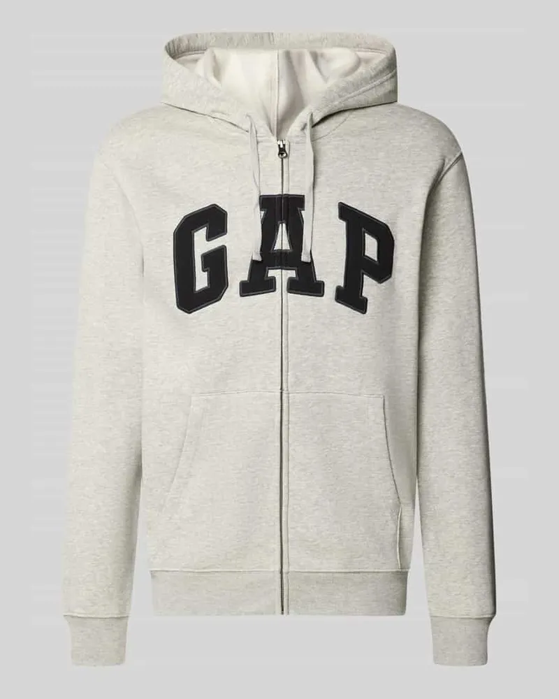 GAP Sweatjacke mit Logo-Schriftzug Hellgrau