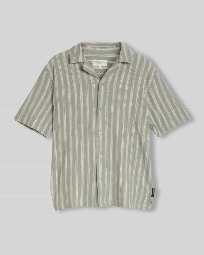 Tom Tailor Relaxed Fit Freizeithemd aus Baumwoll-Leinen-Mix Oliv