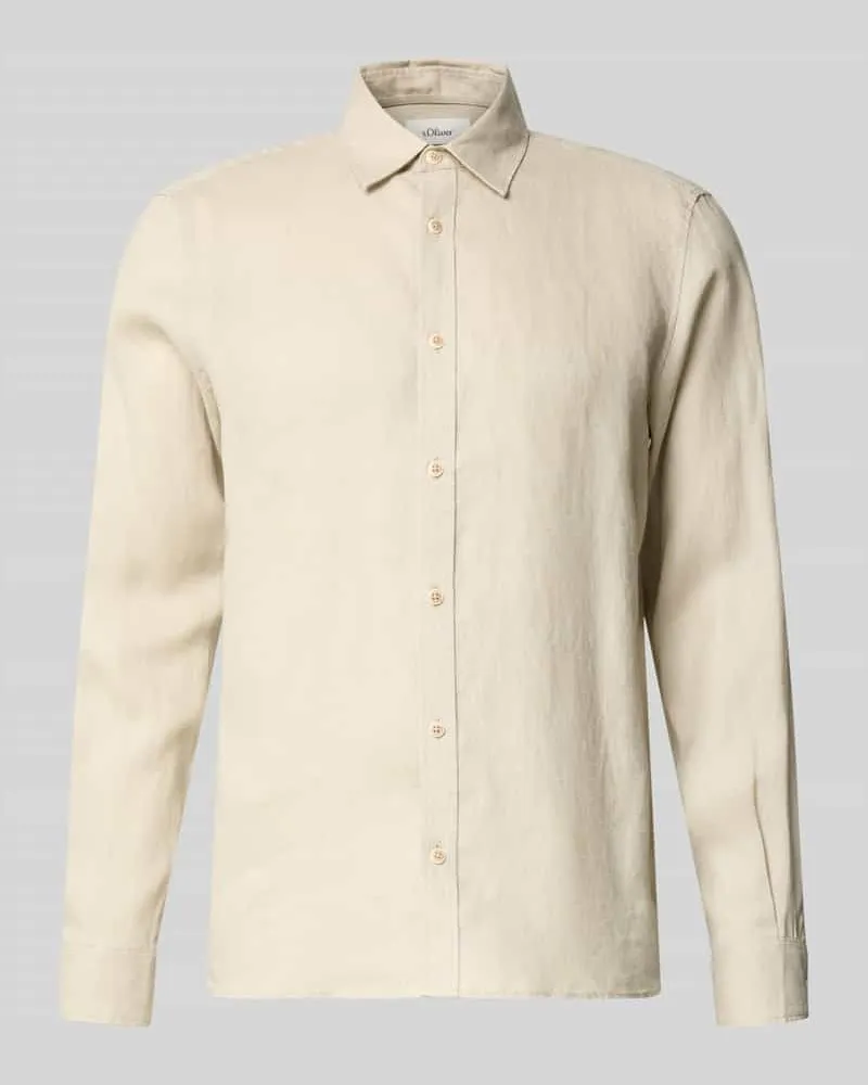 S.Oliver Regular Fit Freizeithemd aus reinem Leinen Beige