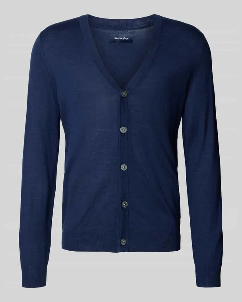 Christian Berg Strickjacke mit V-Ausschnitt Dunkelblau