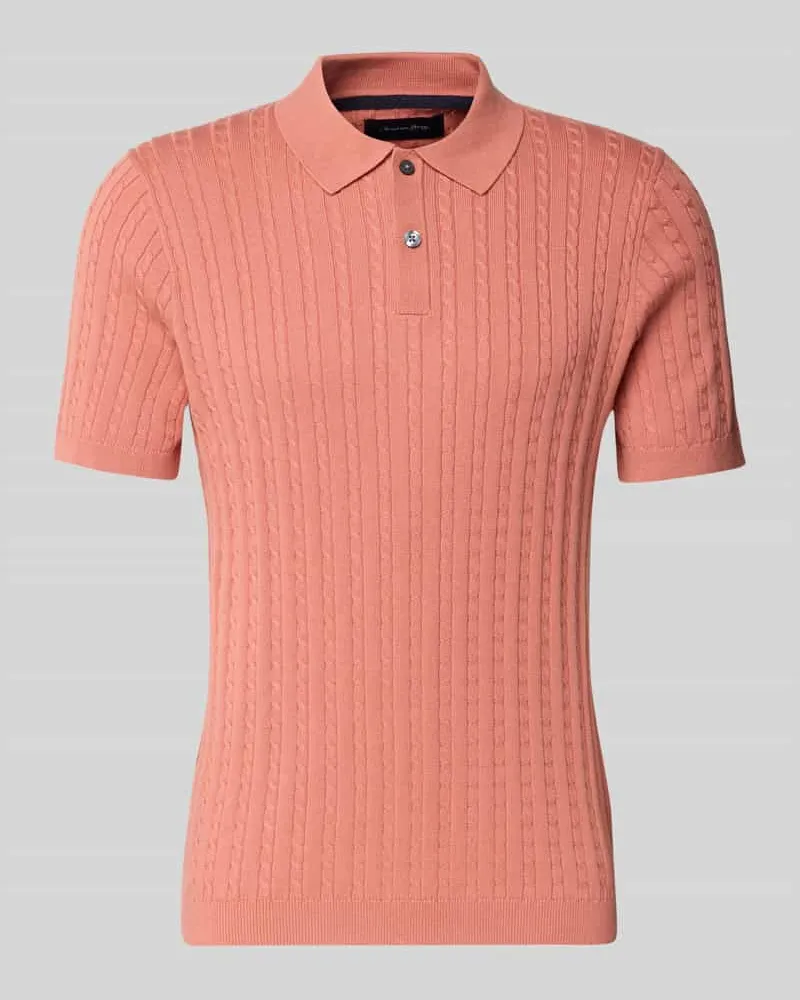 Christian Berg Slim Fit Poloshirt in Strick-Optik Lachs