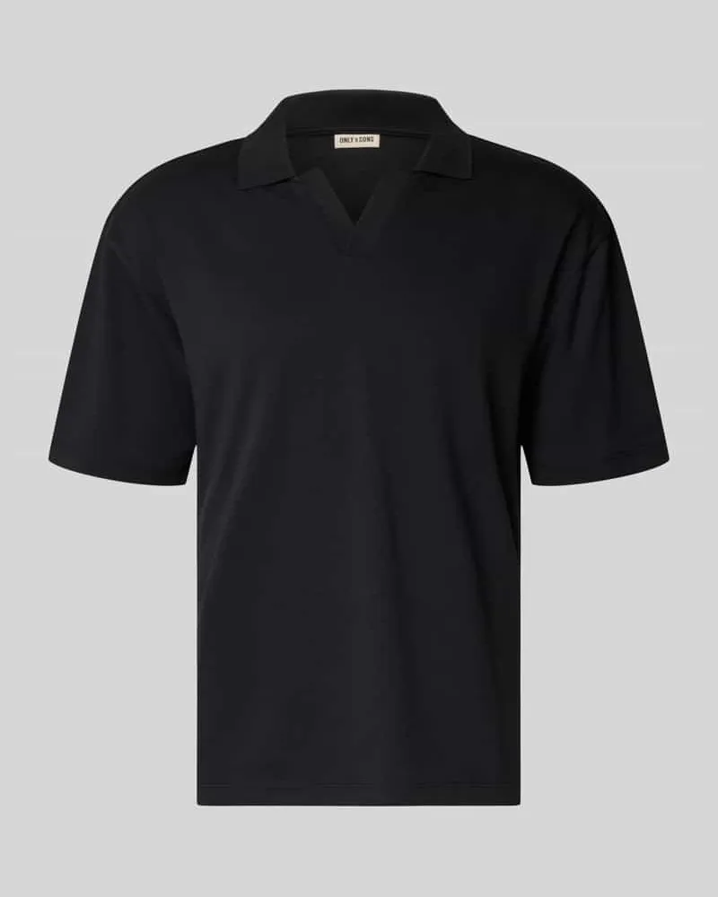 Only & Sons Boxy Fit Poloshirt aus Baumwoll-Mix Modell 'CASPIAN AIRLEX Black