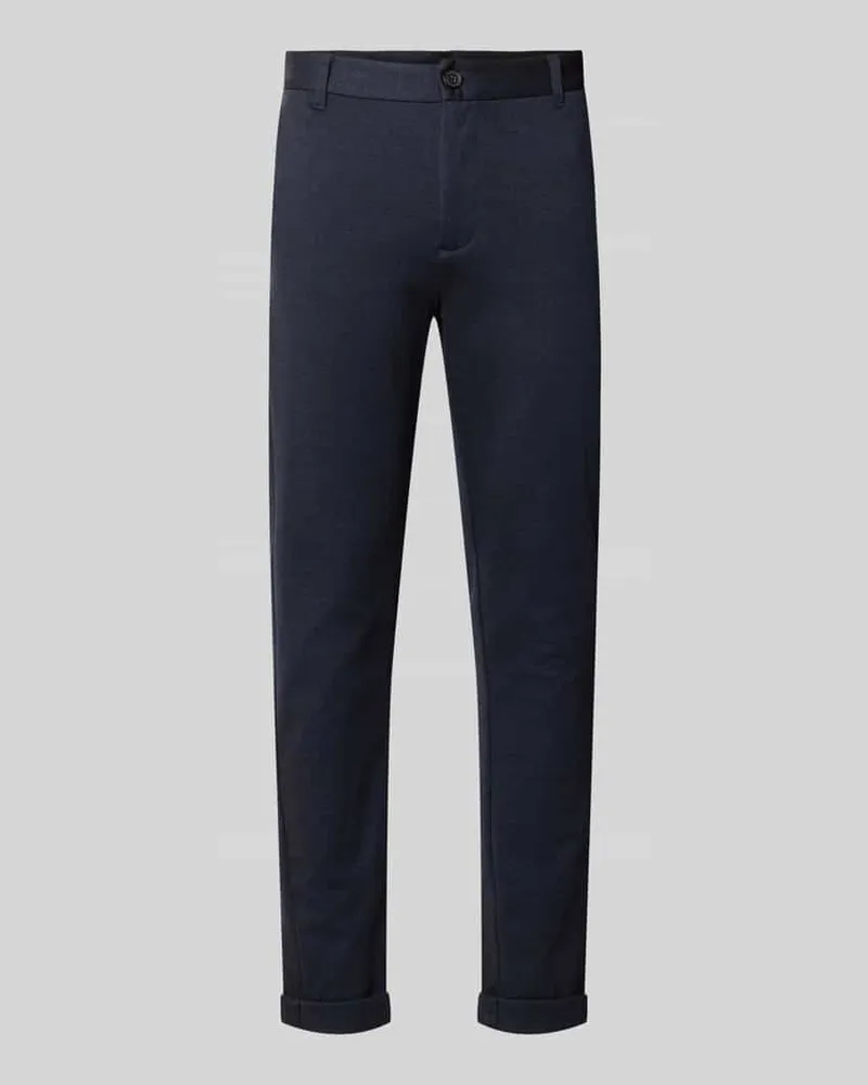 Lindbergh Slim Fit Stoffhose mit umgeschlagenen Hosenbeinen Dunkelblau
