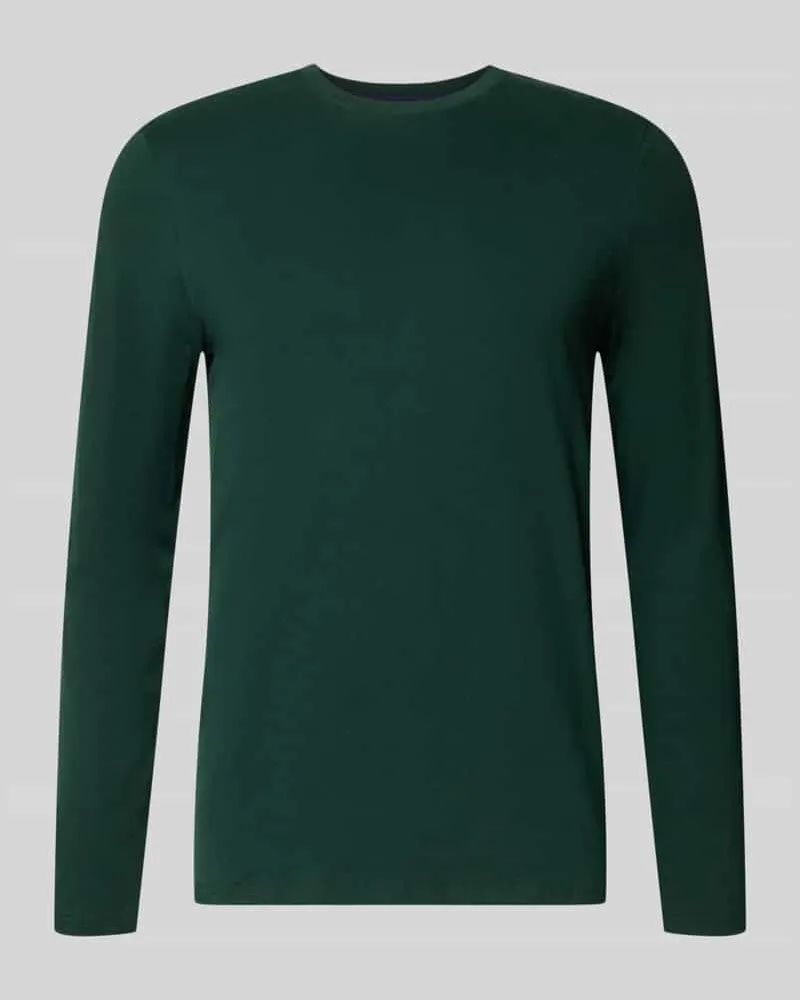Christian Berg Slim Fit Longsleeve aus reiner Baumwolle Dunkelgruen