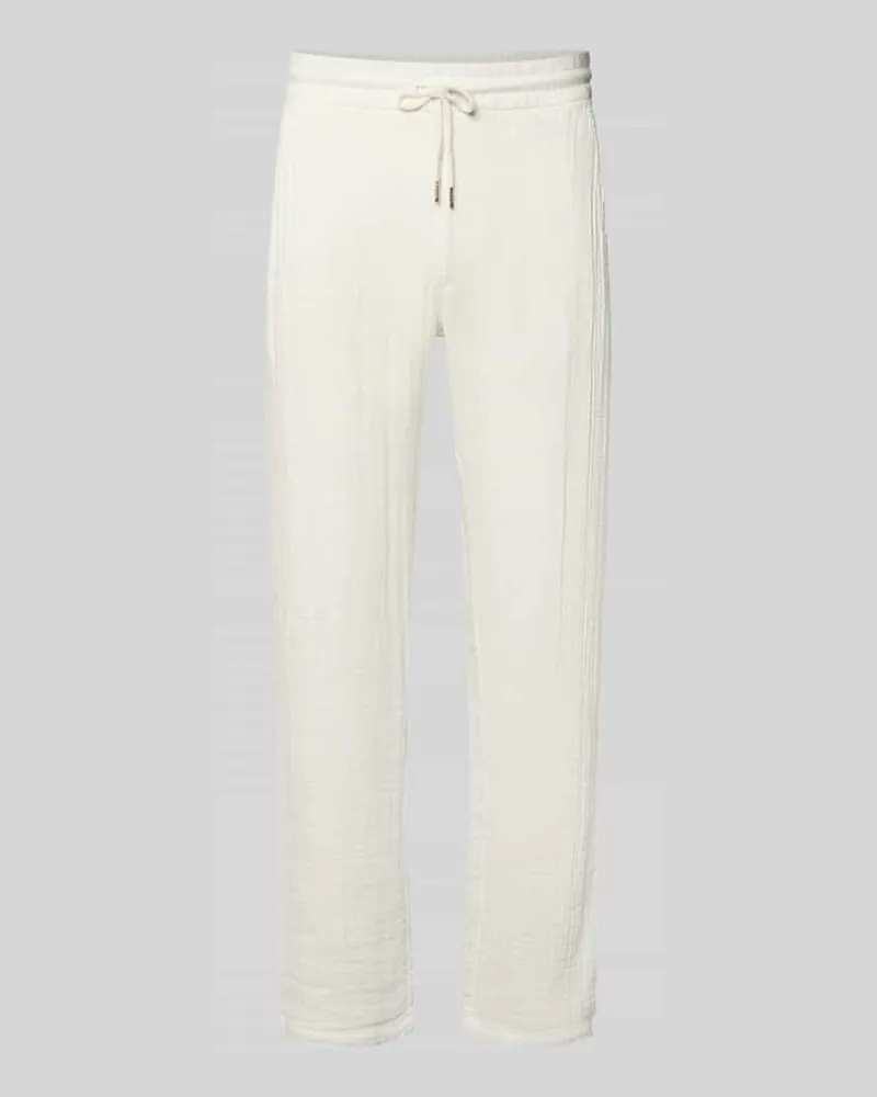 Lindbergh Straight Fit Sweatpants in Musselin-Optik Offwhite