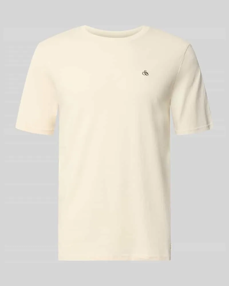 Scotch&Soda T-Shirt mit Label-Stitching und Rundhalsausschnitt Sand