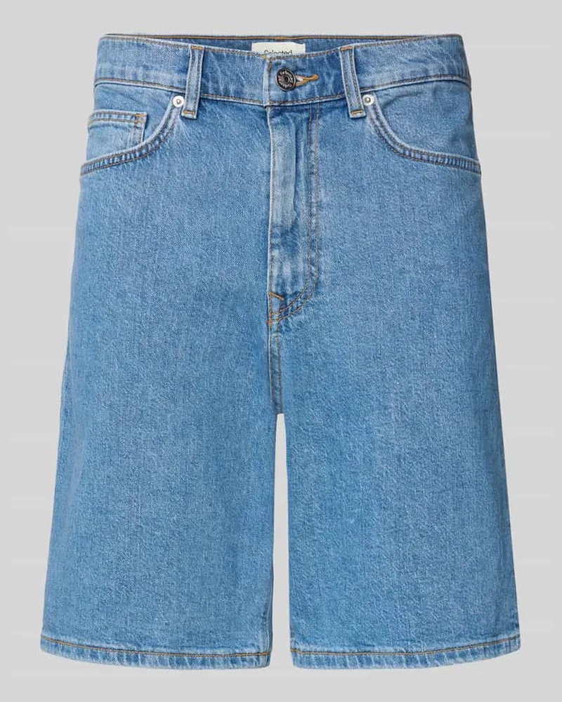 Selected Homme Regular Fit Jeansshorts aus Baumwoll-Mix Modell 'ALEX Jeansblau