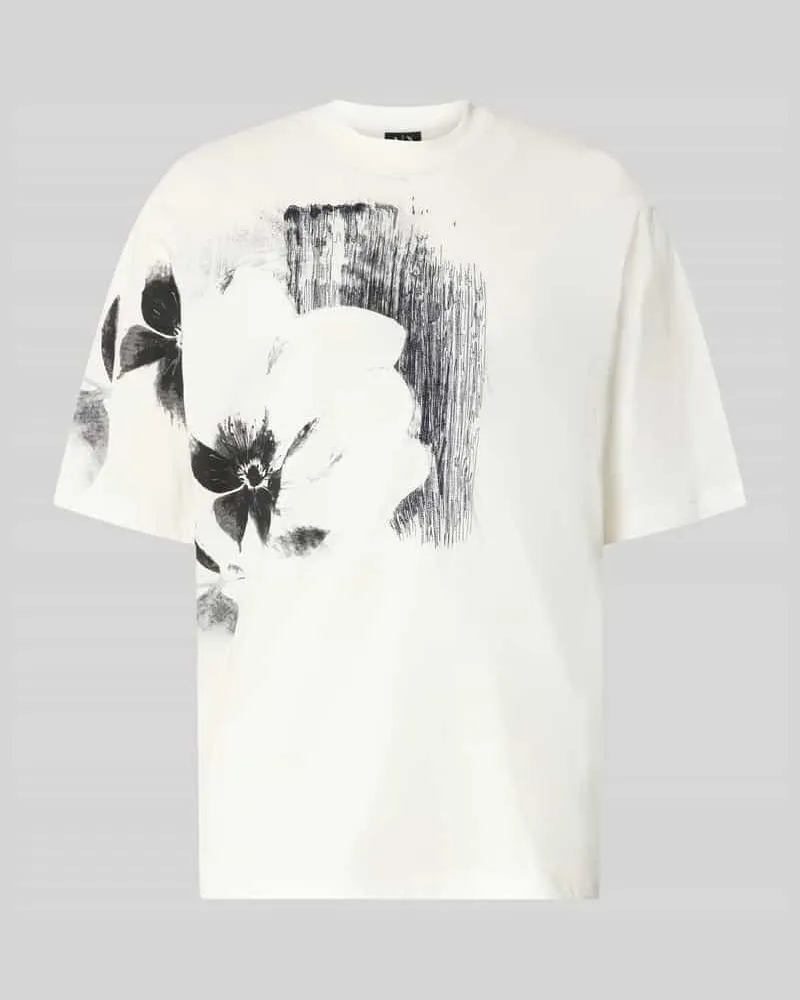 Armani Exchange Comfort Fit T-Shirt mit Motiv-Print Weiss