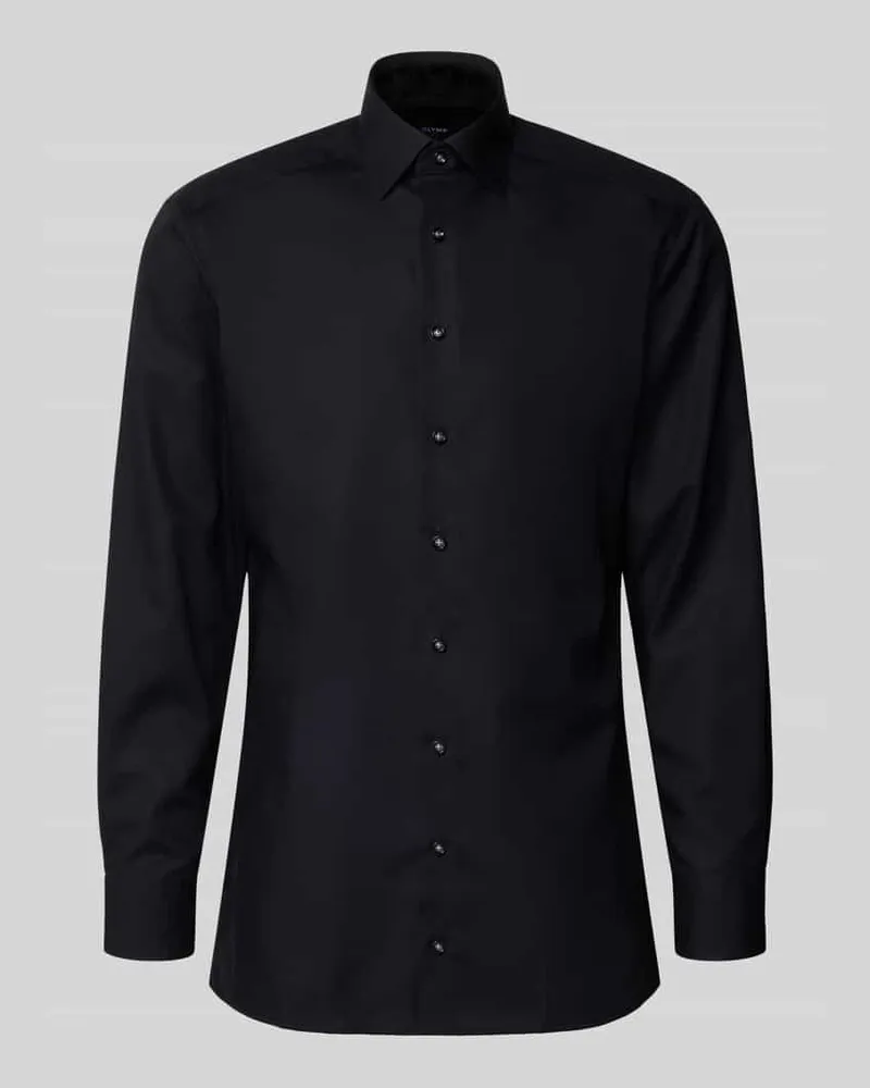 Olymp Regular Fit Businesshemd aus Baumwolle mit Kentkragen Black