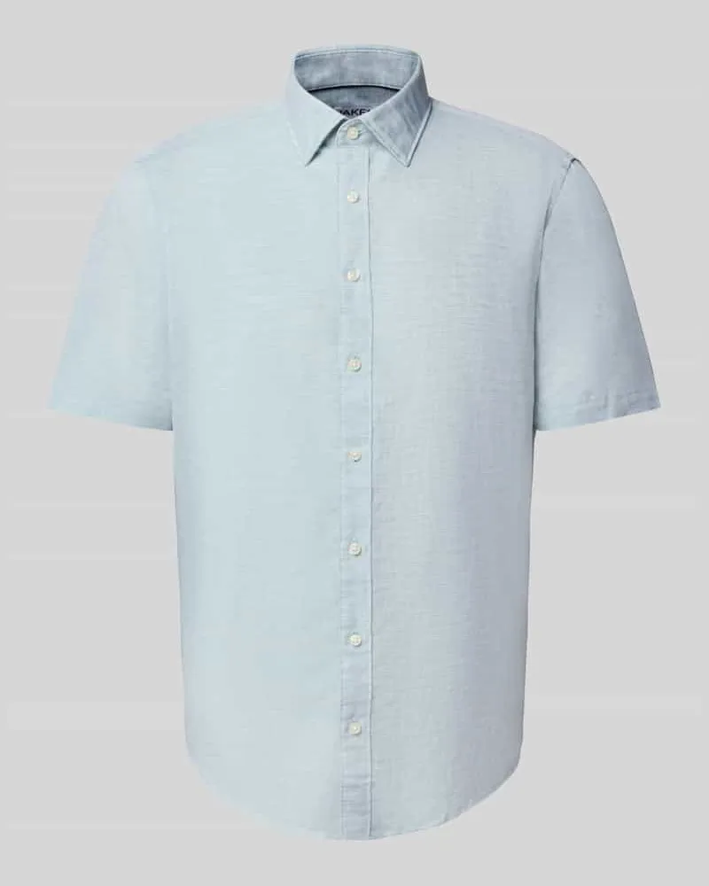 JAKE*S Slim Fit Leinenhemd mit Knopfleiste 