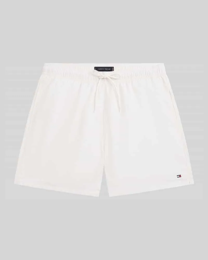 Tommy Hilfiger Regular Fit Badehose mit Logo Stitching Weiss