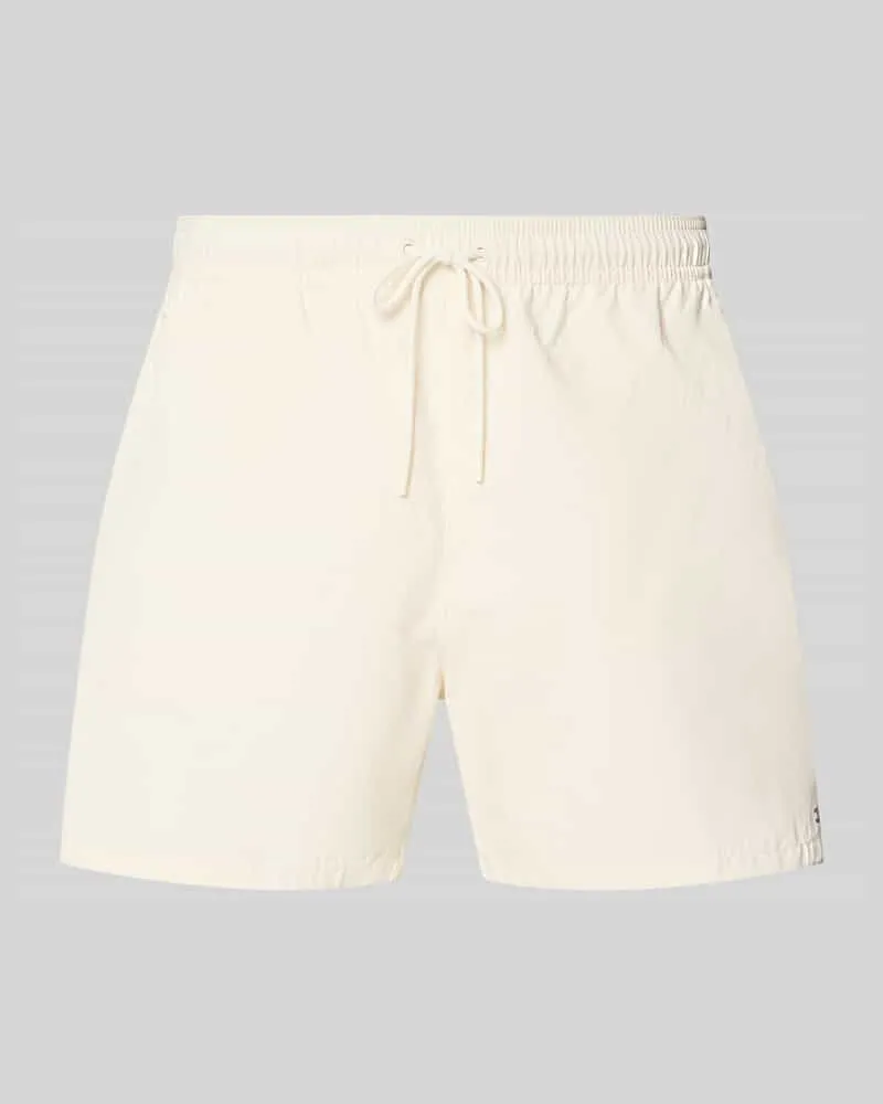 Tommy Hilfiger Regular Fit Badehose mit Logo Stitching Weiss