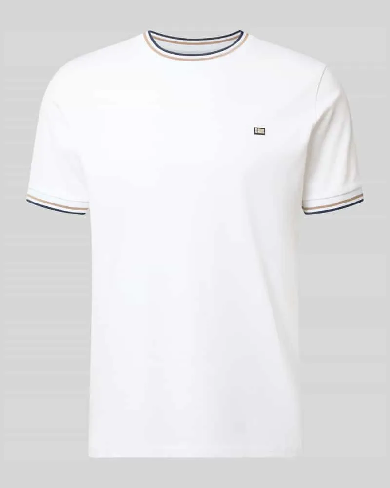 Christian Berg T-Shirt mit Kontraststreifen und Rundhalsausschnitt Weiss