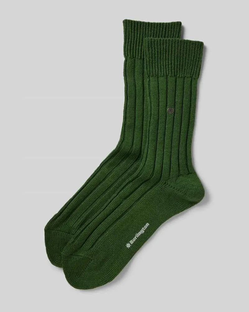 Burlington Socken mit Label-Print Gruen