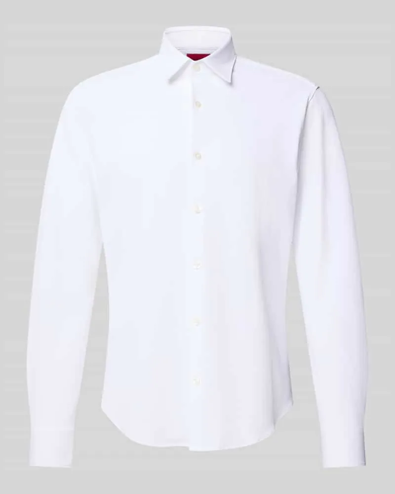 HUGO BOSS Slim Fit Businesshemd in Struktur-Optik Modell 'ERMO Weiss