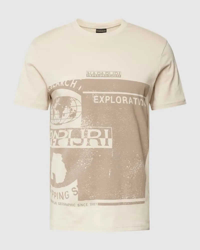 Napapijri T-Shirt mit Label-Statement-Print Modell 'MANTA Beige