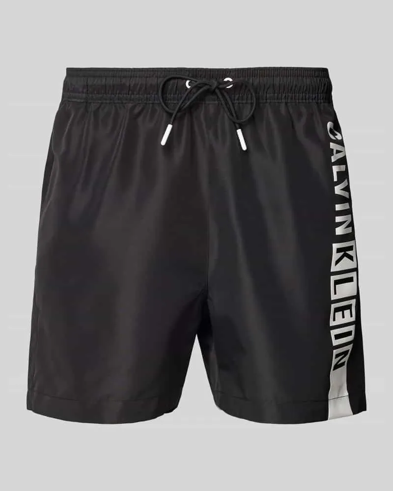 Calvin Klein Regular Fit Badehose mit Label-Print Black