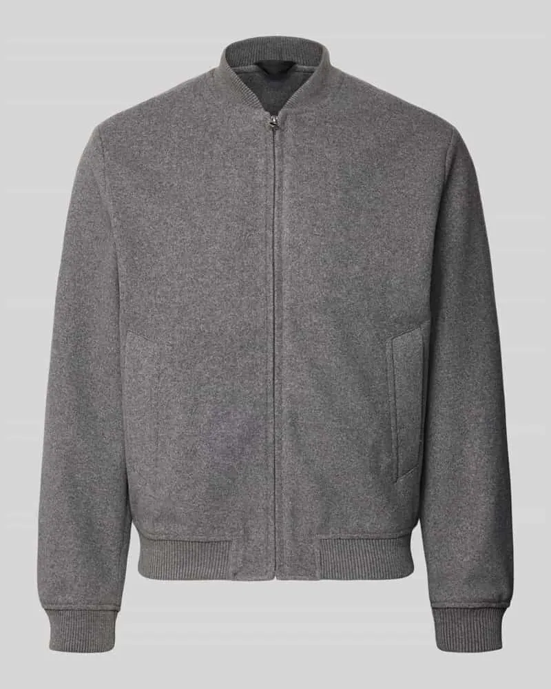 Jack & Jones Relaxed Fit Bomberjacke mit Stehkragen Modell 'JAMES Dunkelgrau