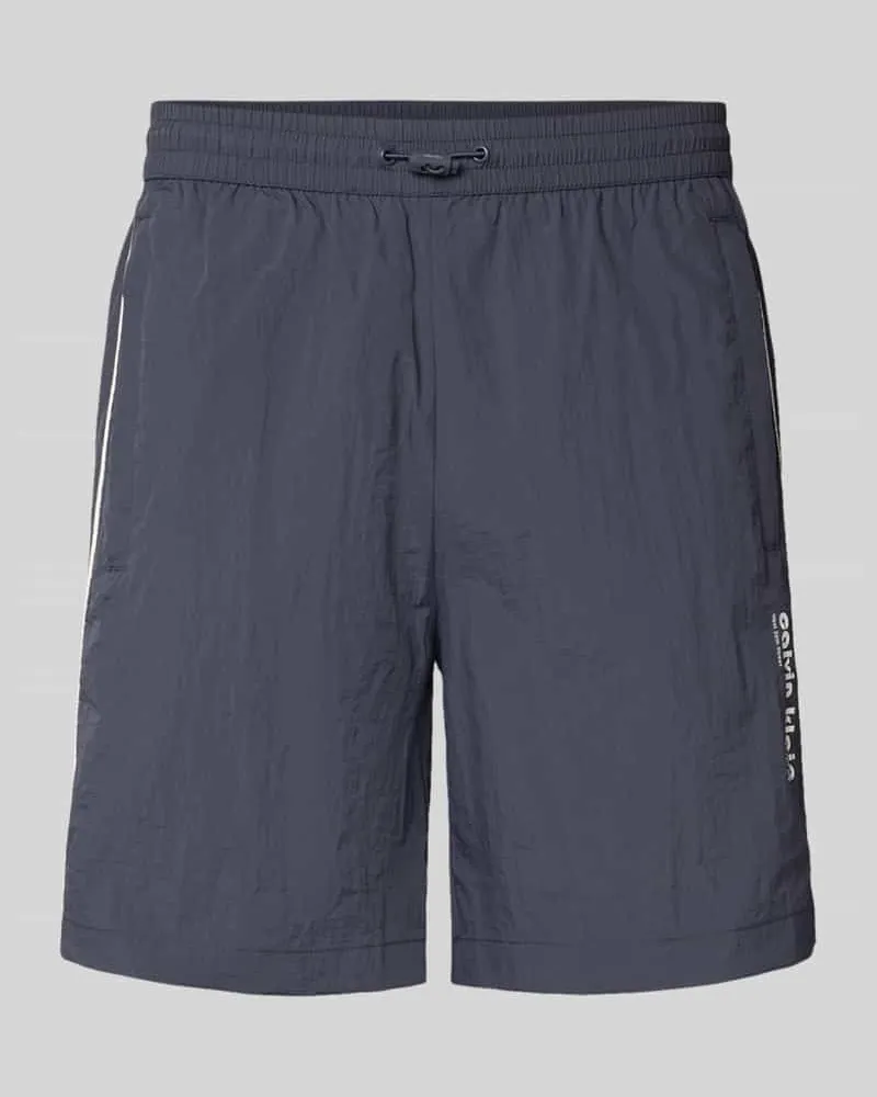 Calvin Klein Straight Leg Shorts mit Label-Print Dunkelblau