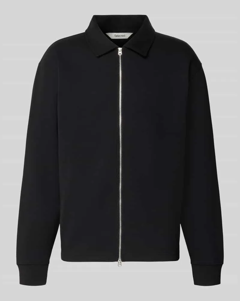 Selected Regular Sweatjacke aus Baumwoll-Mix Modell 'TOM Black