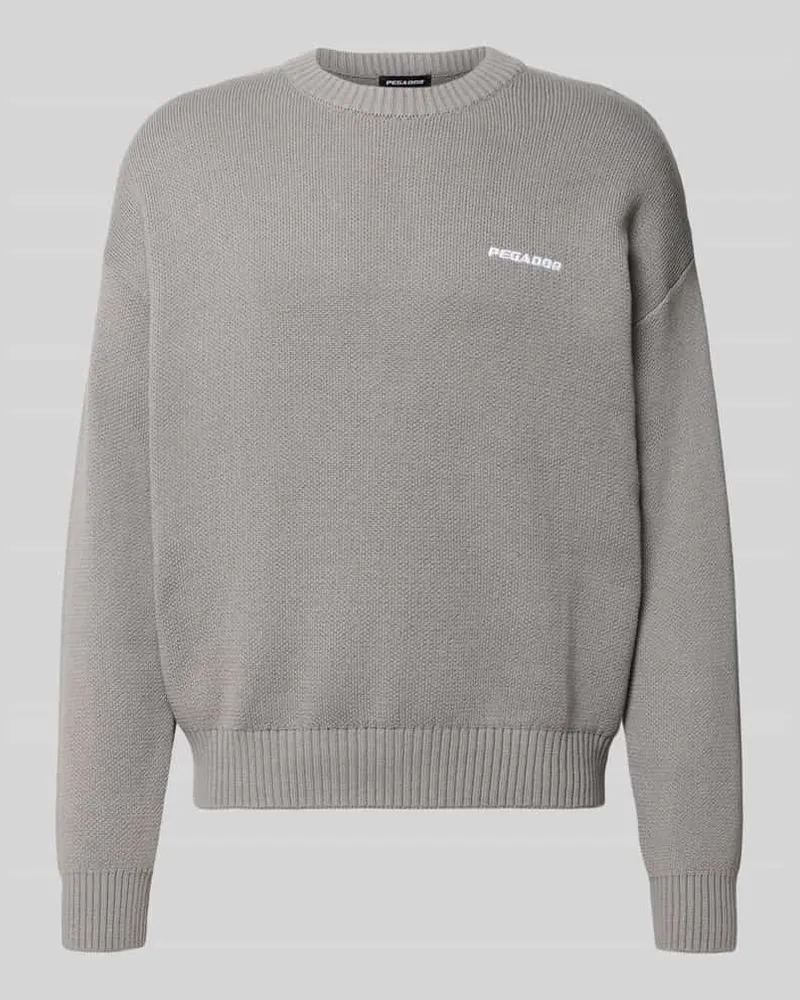 PEGADOR Regular Fit Strickpullover aus reiner Baumwolle Mittelgrau