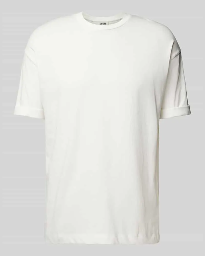 Drykorn T-Shirt mit geripptem Rundhalsausschnitt Modell 'THILO Offwhite