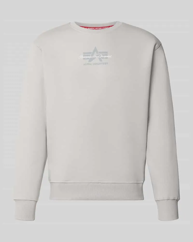 Alpha Industries Regular Fit Sweatshirt aus Baumwoll-Mix mit Label-Detail Hellgrau