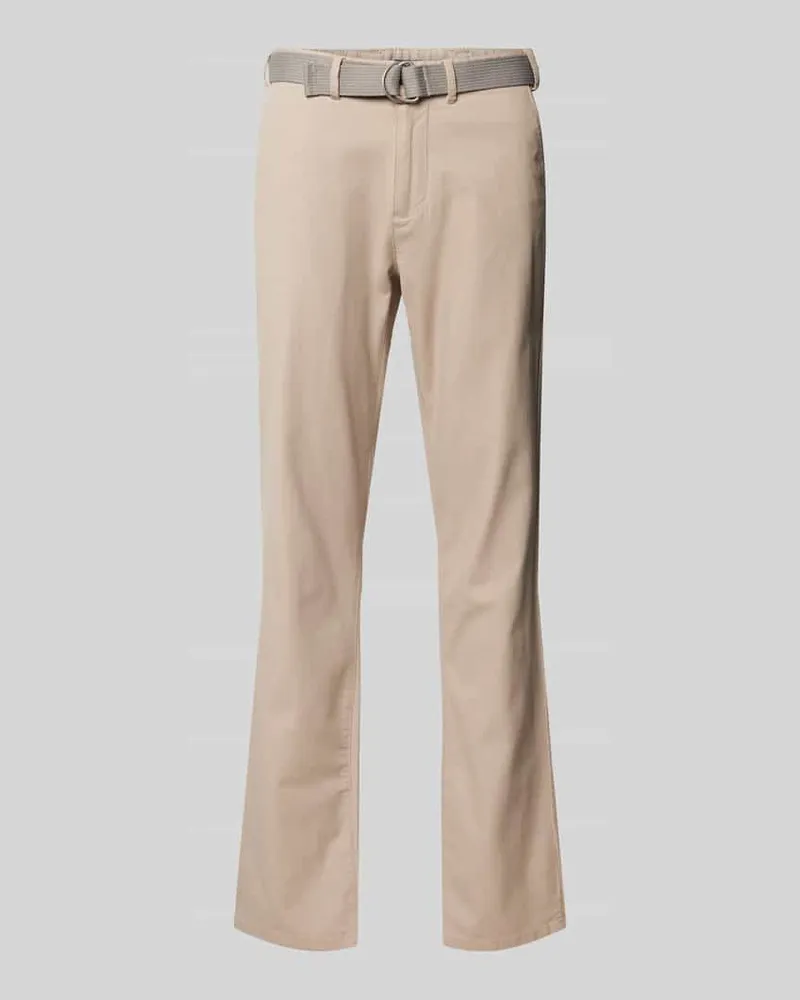McNeal Slim Fit Hose mit Knopfverschluss und Gürtel Beige