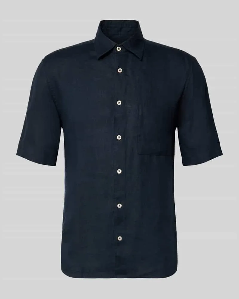 Marc O'Polo Regular Fit Freizeithemd aus reinem Leinen Dunkelblau