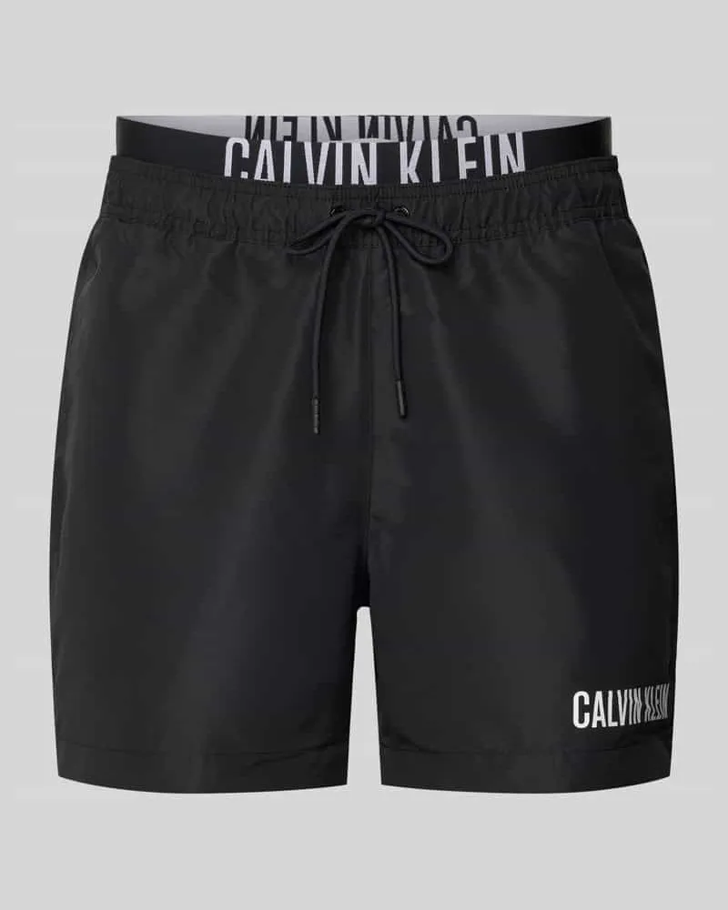 Calvin Klein Regular Fit Badeshorts mit Label-Print Black
