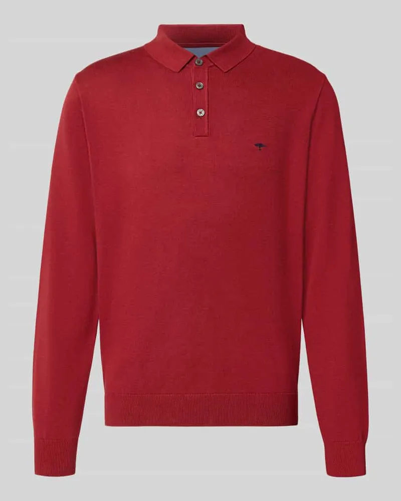 Fynch-Hatton Strickpullover mit Polokragen und Knopfleiste Rot
