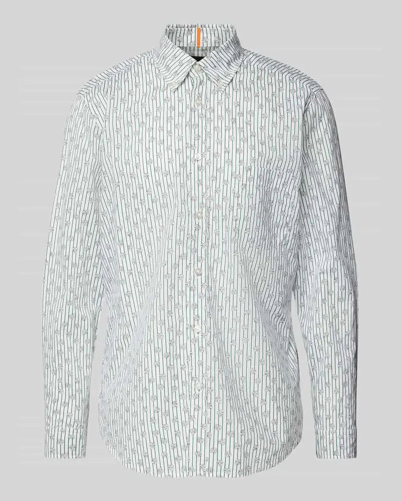 HUGO BOSS Regular Fit Freizeithemd mit Brusttasche Modell 'Rickert Offwhite