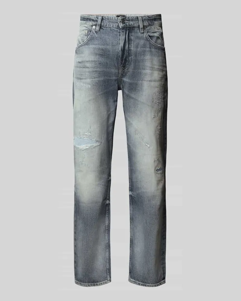 HUGO BOSS Tapered Fit Jeans aus reiner Baumwolle Modell 'TROY BO CAST 