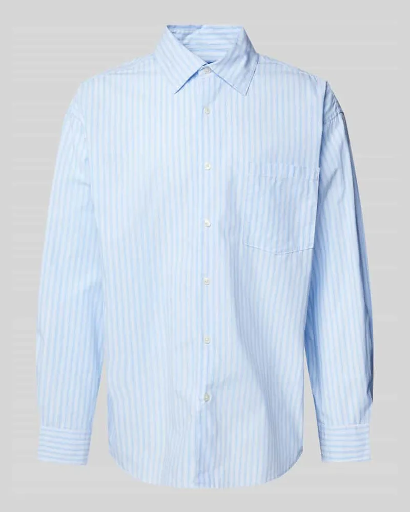 Jack & Jones Oversized Freizeithemd mit Brusttasche Modell 'ATLAS Hellblau