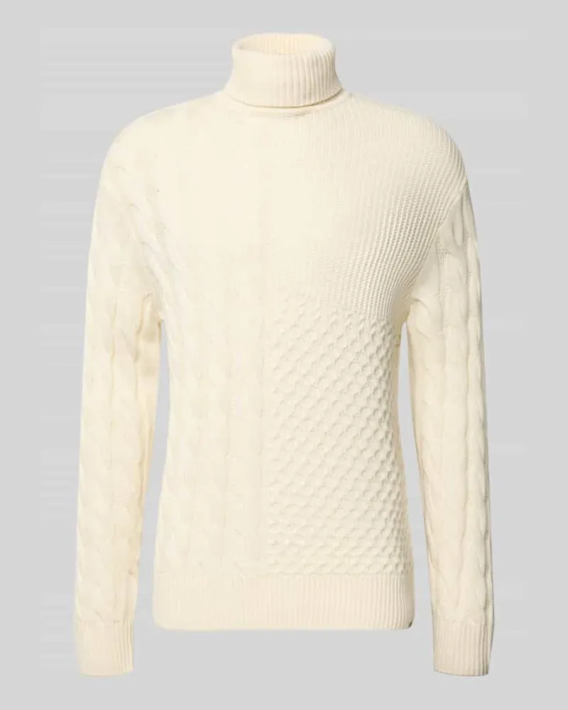 Tom Tailor Regular Fit Rollkragenpullover aus Baumwoll-Mix Offwhite