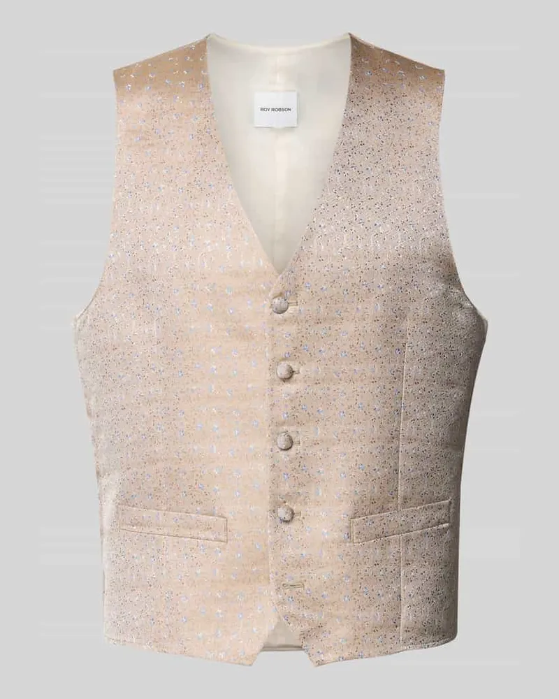 Roy Robson Weste mit V-Ausschnitt und Paspeltaschen Beige