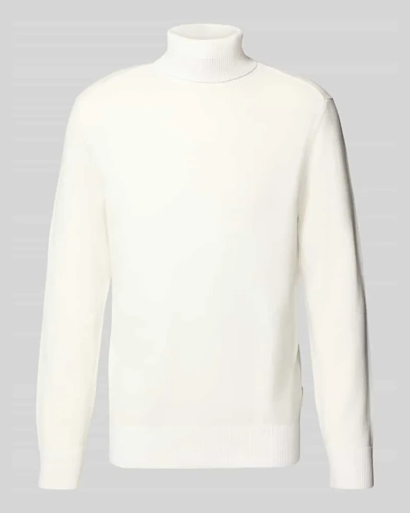 Tom Tailor Regular Fit Rollkragenpullover aus reiner Baumwolle Offwhite
