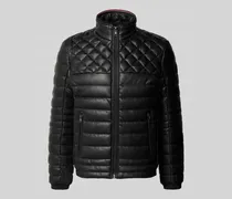Steppjacke in Leder-Optik mit gefüttertem Stehkragen