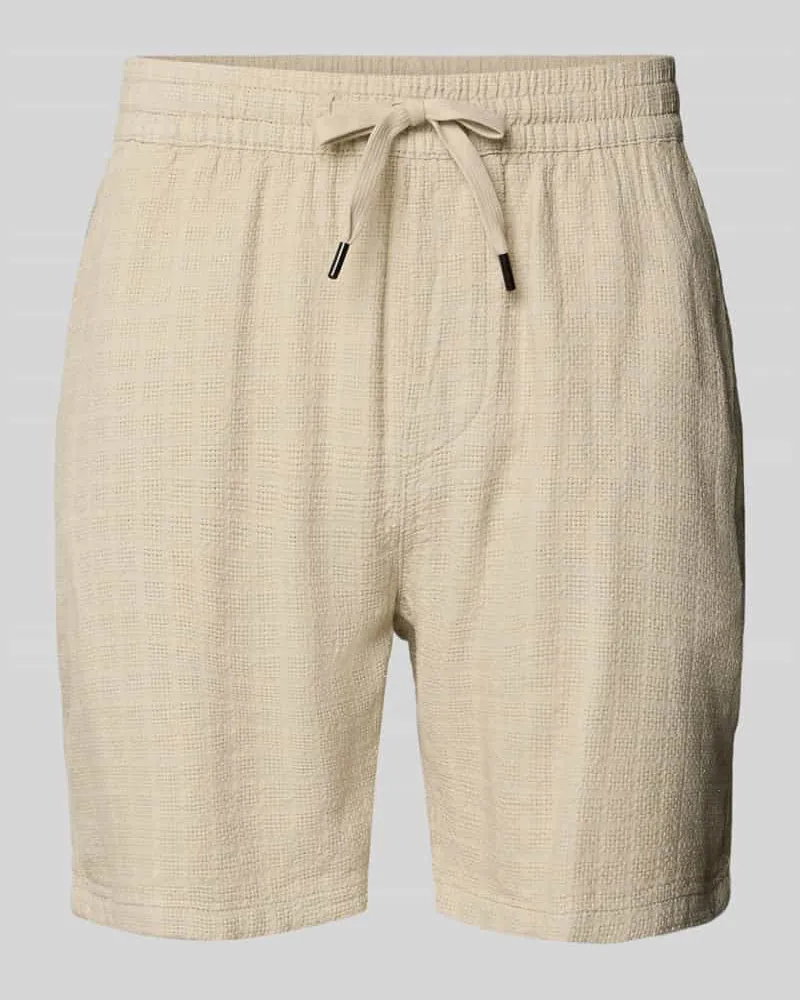 Only & Sons Regular Fit Shorts aus Viskose-Leinen-Mix Modell 'TEL LATHAM Beige