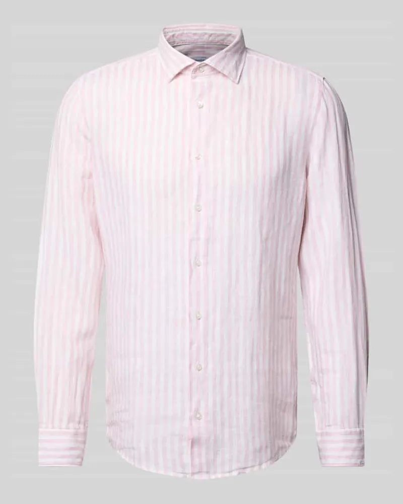 Seidensticker Slim Fit Leinenhemd aus reinem Leinen mit Kentkragen Rose
