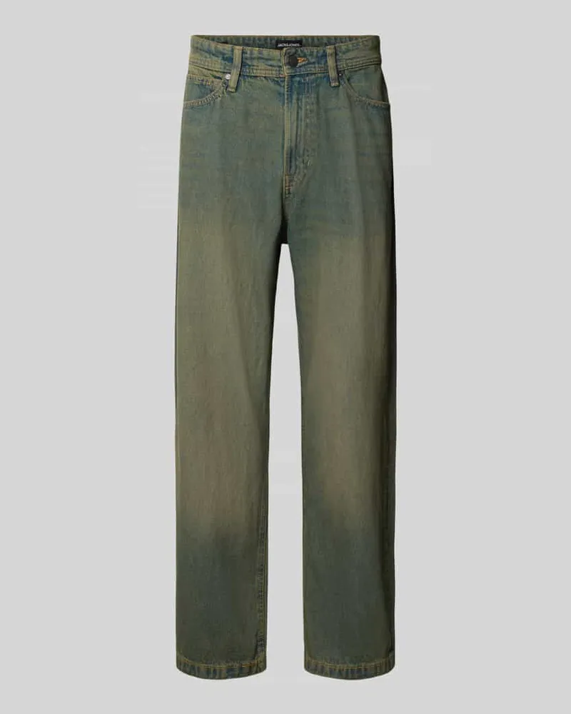 Jack & Jones Straight Fit Jeans aus reiner Baumwolle Modell 'Alex Jeansblau