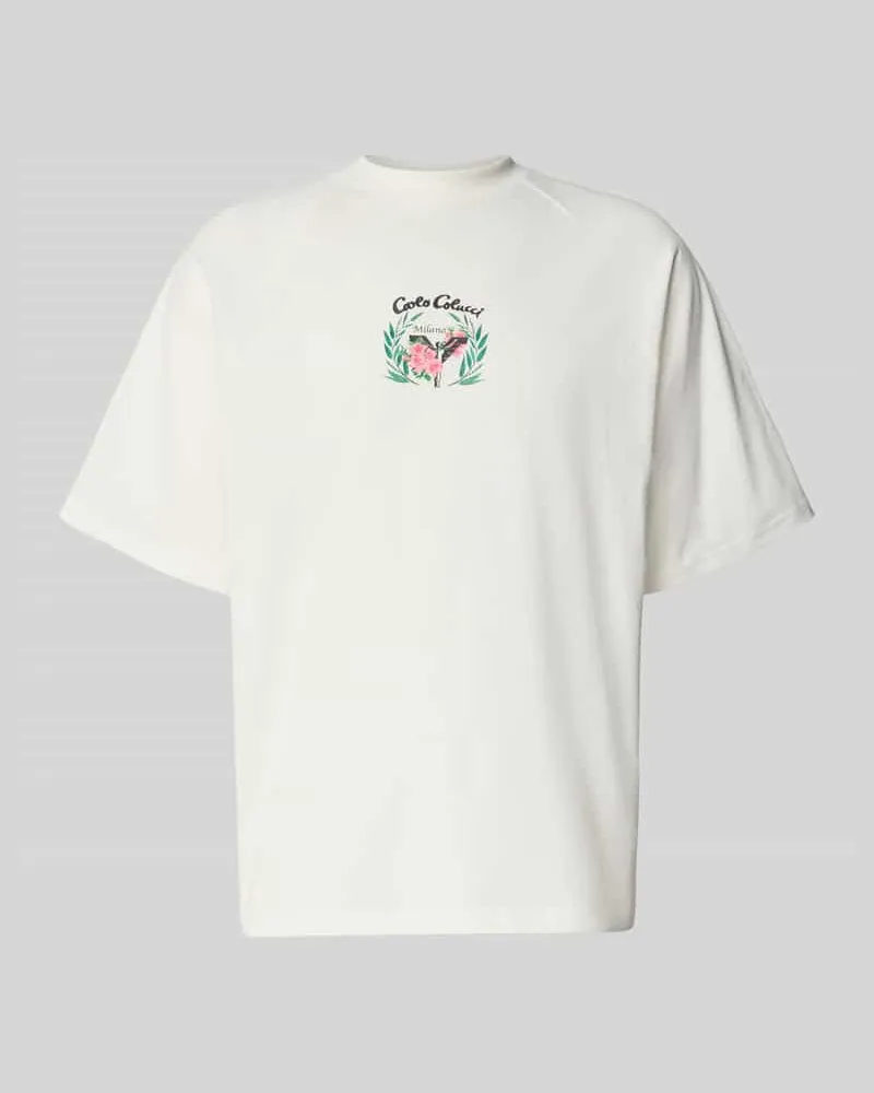 Carlo Colucci Oversized T-Shirt mit Label-Print Offwhite