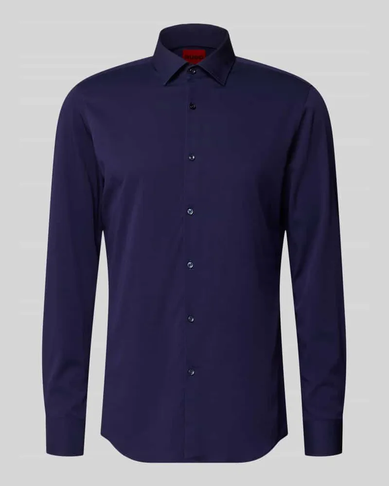 HUGO BOSS Slim Fit Businesshemd aus Viskose-Mix Modell 'KENNO Marine