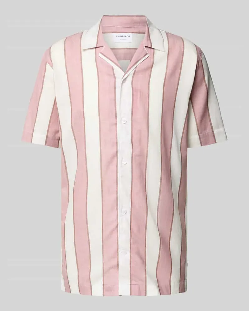 Lindbergh Relaxed Fit Freizeithemd aus Baumwoll-Leinen-Mix Rosa