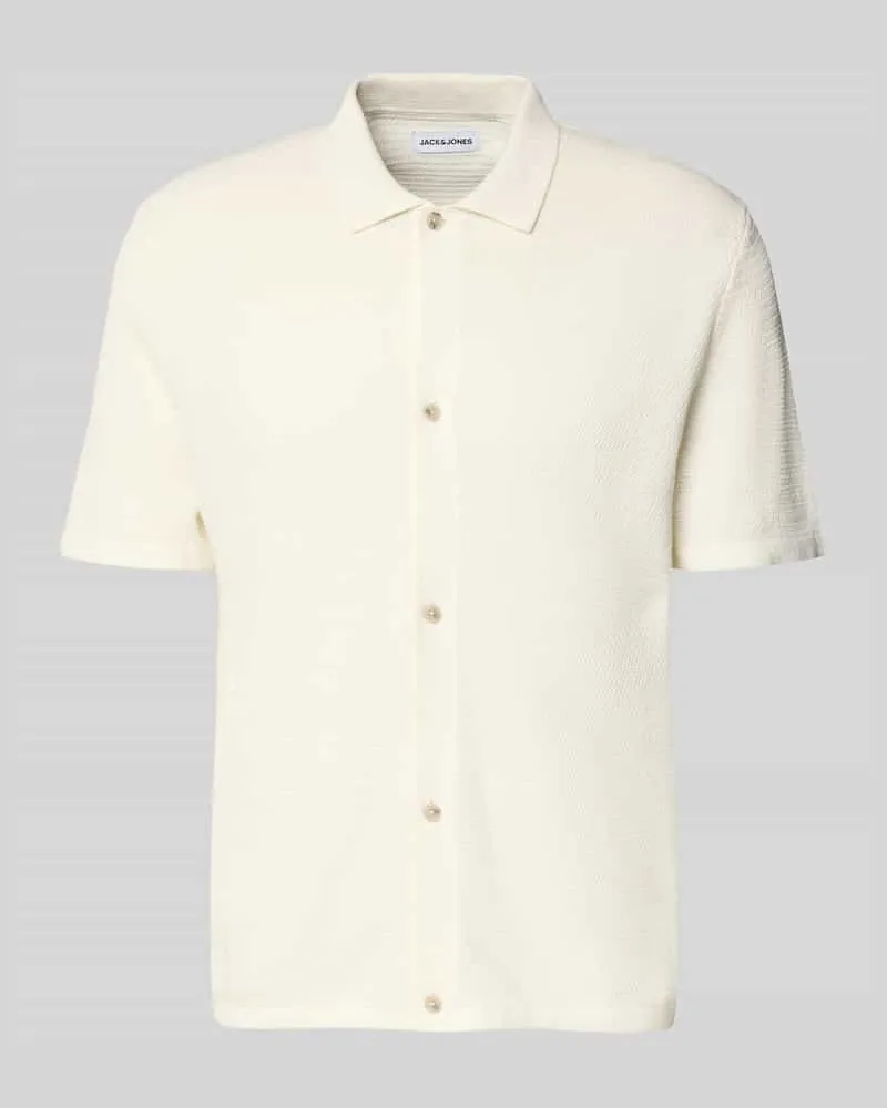 Jack & Jones Regular Fit Freizeithemd mit Polokragen und Knopfleiste Offwhite