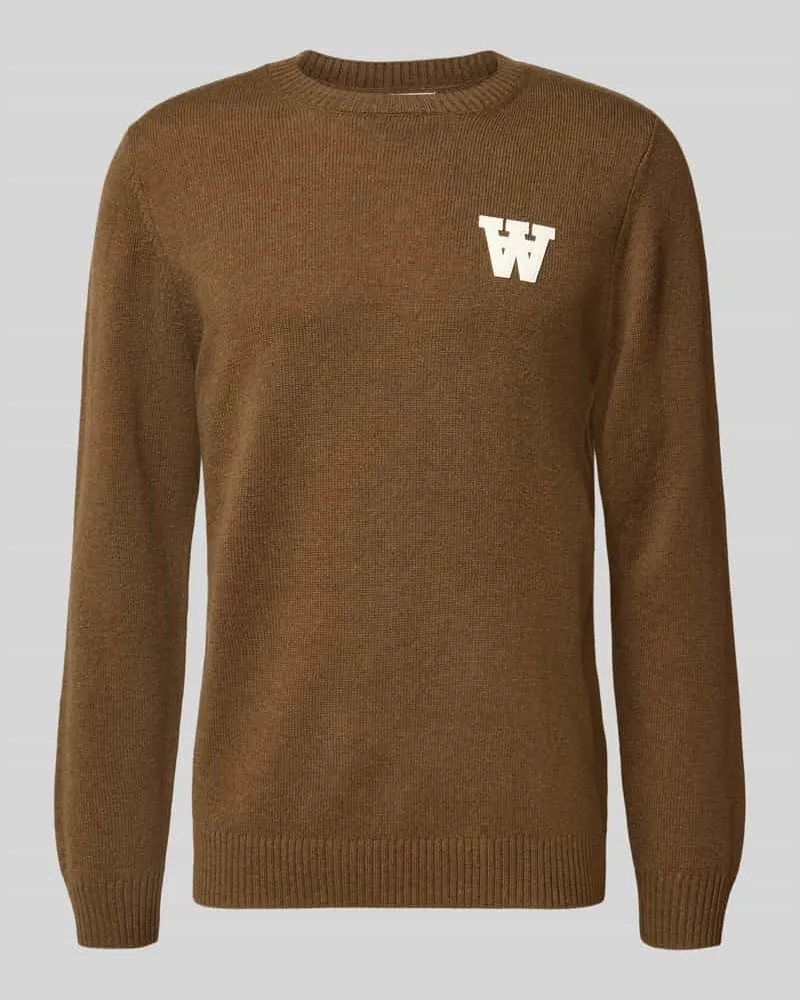 Wood Wood Strickpullover aus Lammwolle Modell 'Tay Mittelbraun