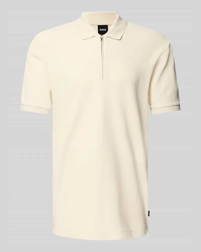 HUGO BOSS Regular Fit Poloshirt mit Reißverschluss Modell 'Paras Sand