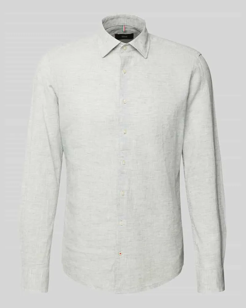 cinque Slim Fit Leinenhemd mit Kentkragen Modell 'STEVEN Hellgruen