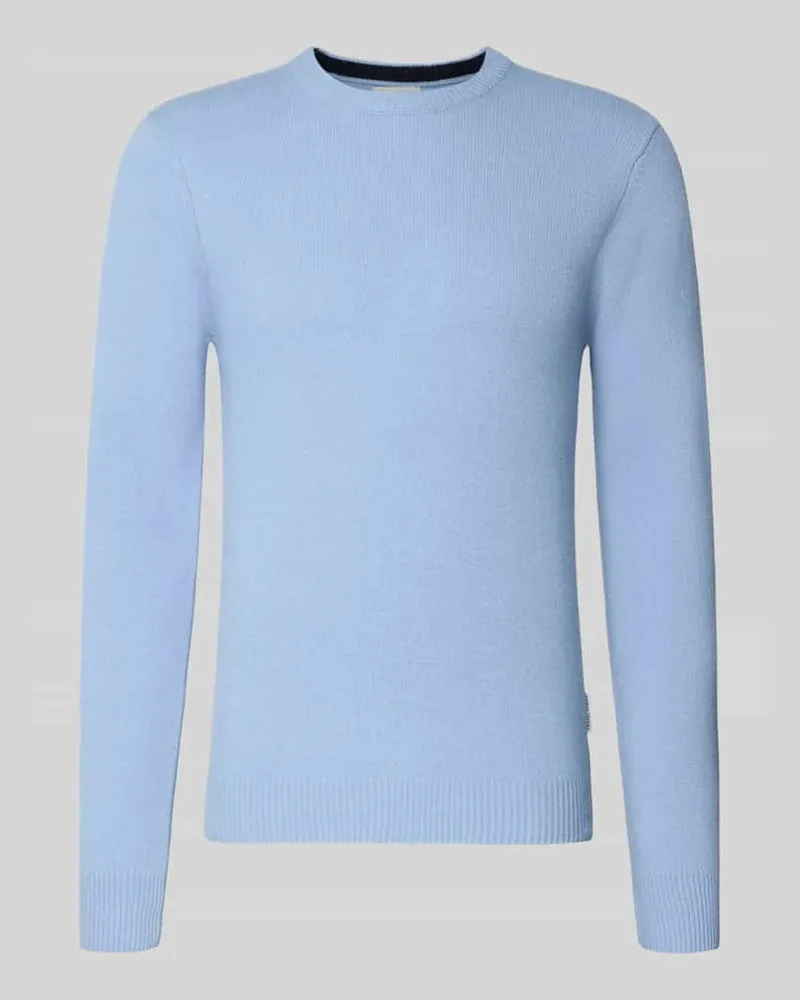 Casual Friday Oversized Strickpullover mit gerippten Abschlüssen Eisblau